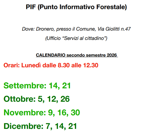 P.I.F. - Nuovo Orario - Secondo semestre 2026